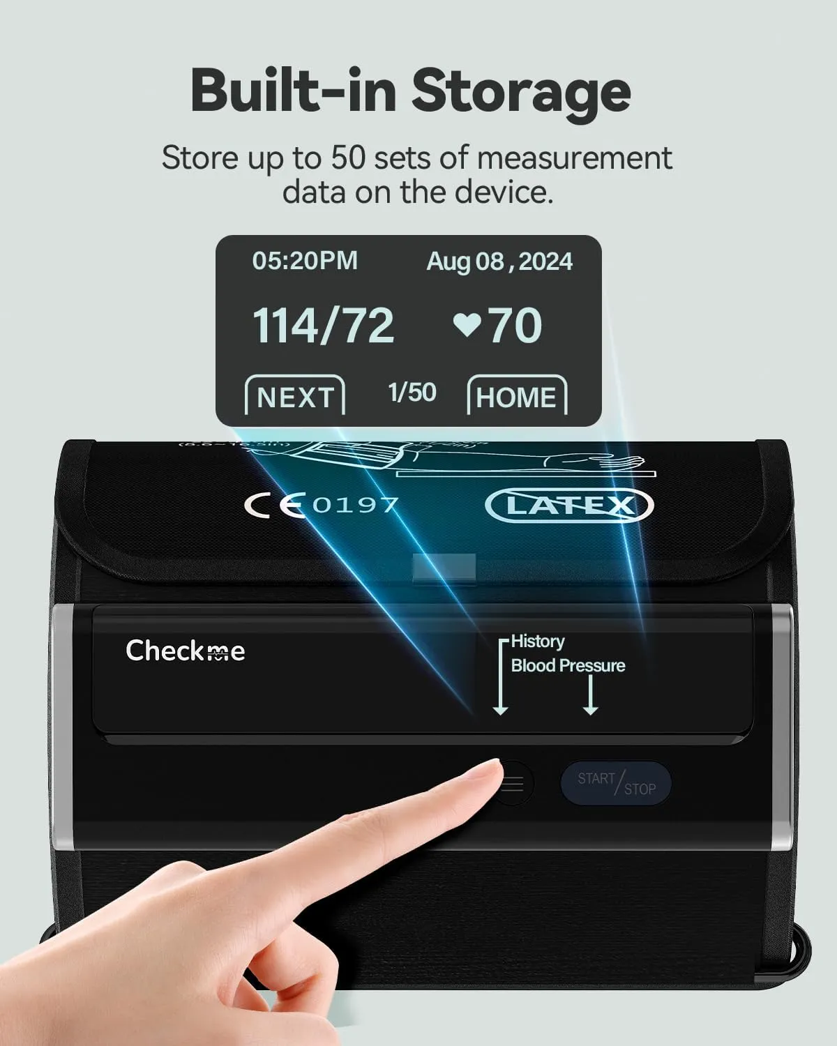 Checkme Blood Pressure Monitor for Home Use - Upper Arm Bluetooth BP Machine, Accurate Readings in 30 sec, App Enabled for iOS & Android, Stores 50 BP Readings, FSA/HSA Eligible, Black