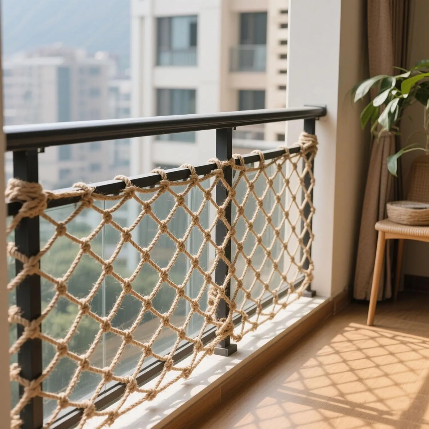 Child Playground Net Heavy Duty Climbing Net Treehouse Hemp Rope Cargo Nets Decor Net Railing Protection Net for Indoor and Outdoor, 6Mm Diameter,20cm 6mm,400x400cm