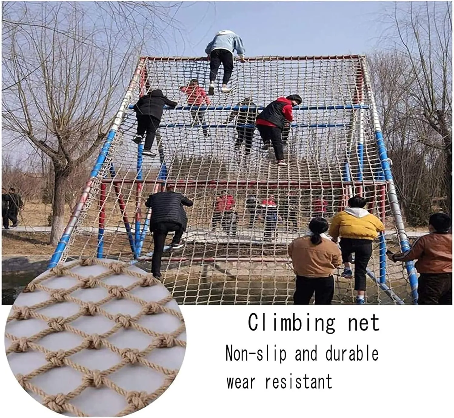 Children's Climbing net Outdoor Climbing Net, Rope Ladder Net for Adults, Toy Cargo Net Rope Net Heavy Duty Cargo Net Climbing Rope(4 * 6m)