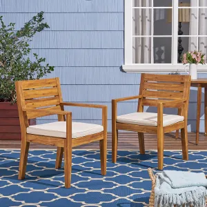 Christopher Knight Home 306456 Patio Dining Chairs, Sandblast Natural Finish   Beige