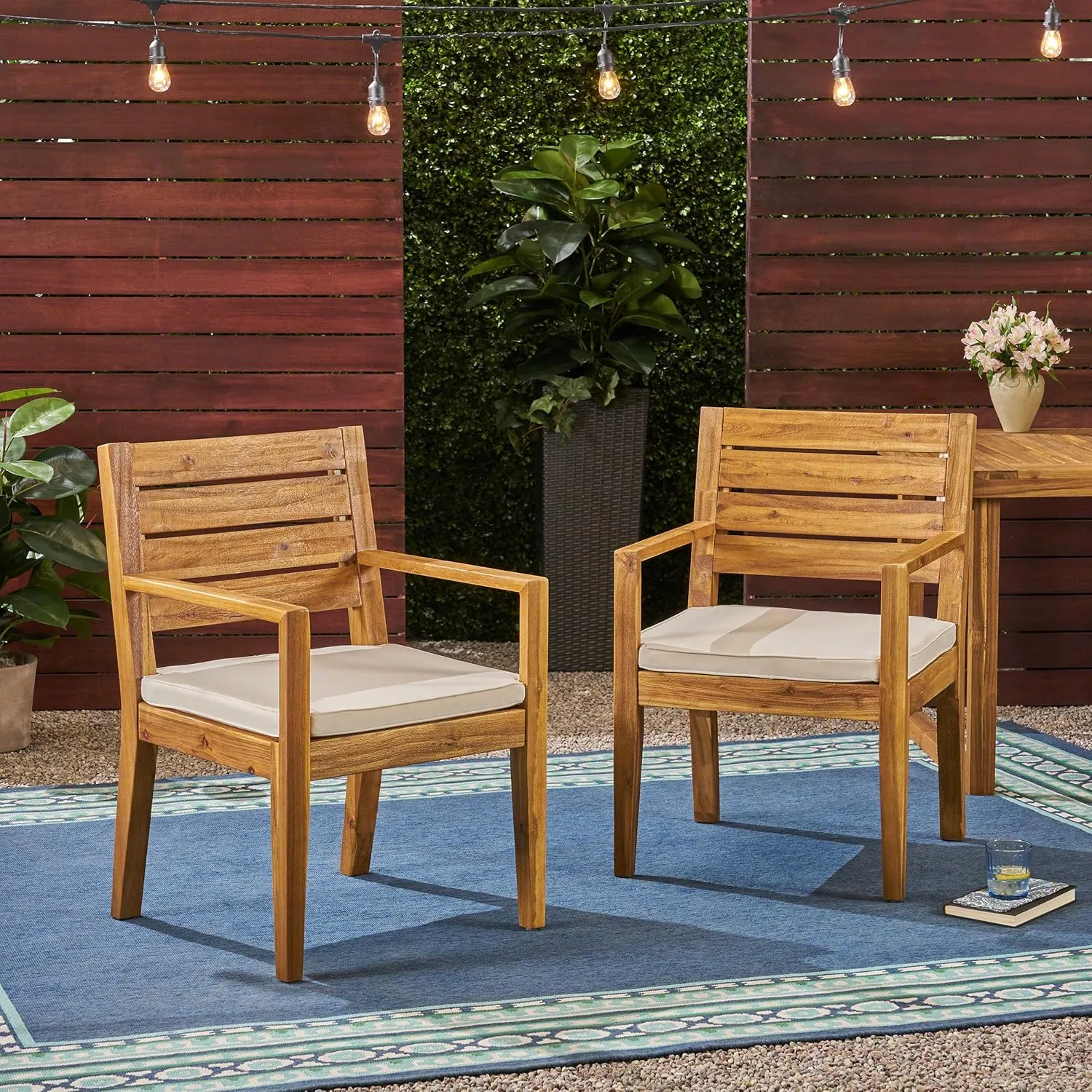Christopher Knight Home 306456 Patio Dining Chairs, Sandblast Natural Finish   Beige
