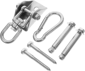 Ciieeo 360 Double End Bag Anchor Hooks Hammock Stainless Swing Hanger Hanging Chair for Bedroom Ceiling Swing Mount Heavy Duty Swing Hanger Heavy Bag Mount 304 Stainless Steel Silver