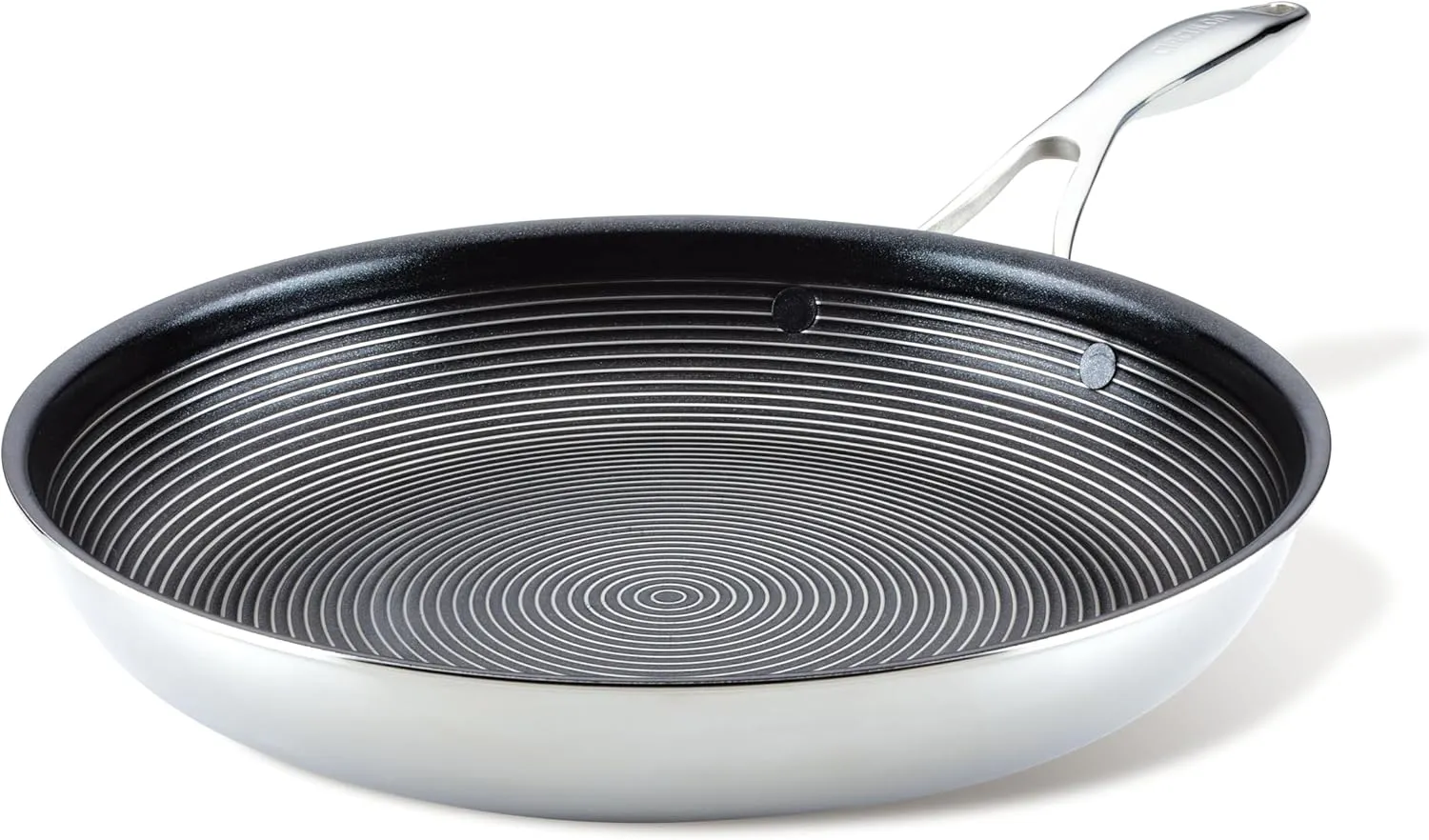 Circulon Clad Stainless Steel Frying Pan/Skillet with Hybrid SteelShield and Nonstick Technology, 12.5 Inch - Silver