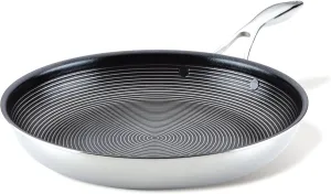 Circulon Clad Stainless Steel Frying Pan/Skillet with Hybrid SteelShield and Nonstick Technology, 12.5 Inch - Silver
