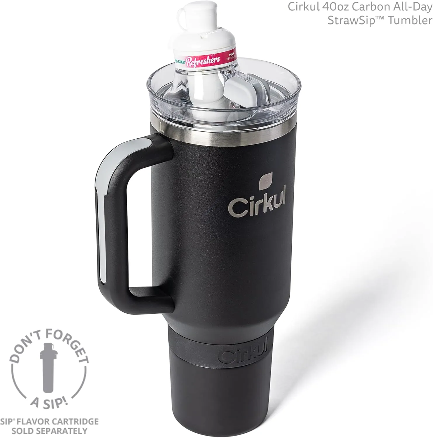 Cirkul 40oz. Carbon Stainless Steel Tumbler with Handle, All-Day StrawSip™, Double-Wall Insulated