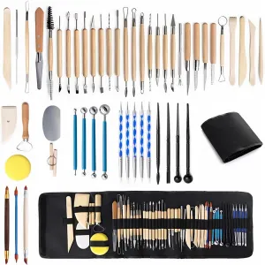 Clay Tools Kit, 52 PCS Complete Clay Tools Set for Sculpting and Pottery, Pottery Tools Includes Polymer Clay Tools, Sculpting Tools, Clay Carving Tools, Perfect Pottery Tool Kit