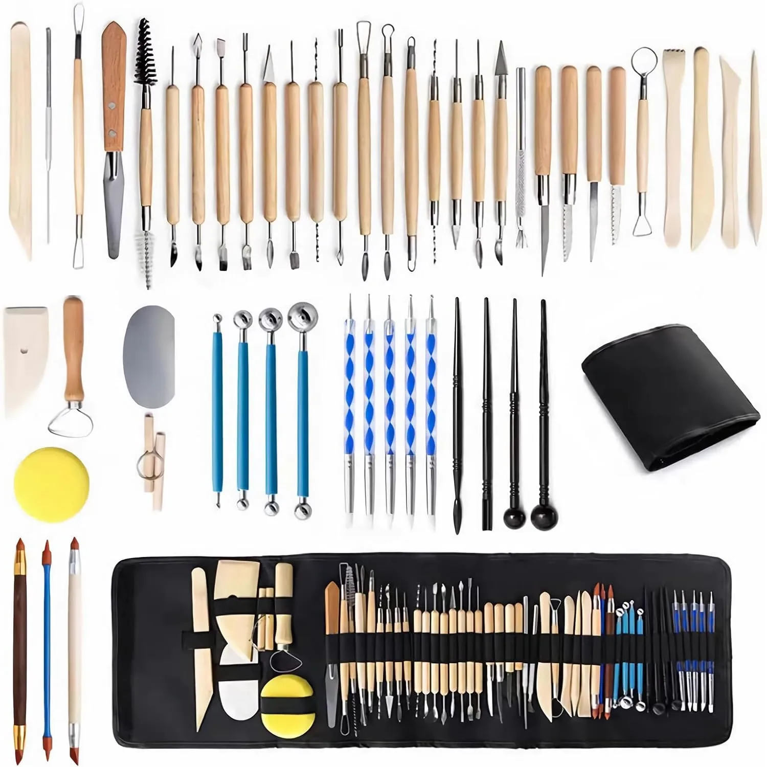 Clay Tools Kit, 52 PCS Complete Clay Tools Set for Sculpting and Pottery, Pottery Tools Includes Polymer Clay Tools, Sculpting Tools, Clay Carving Tools, Perfect Pottery Tool Kit