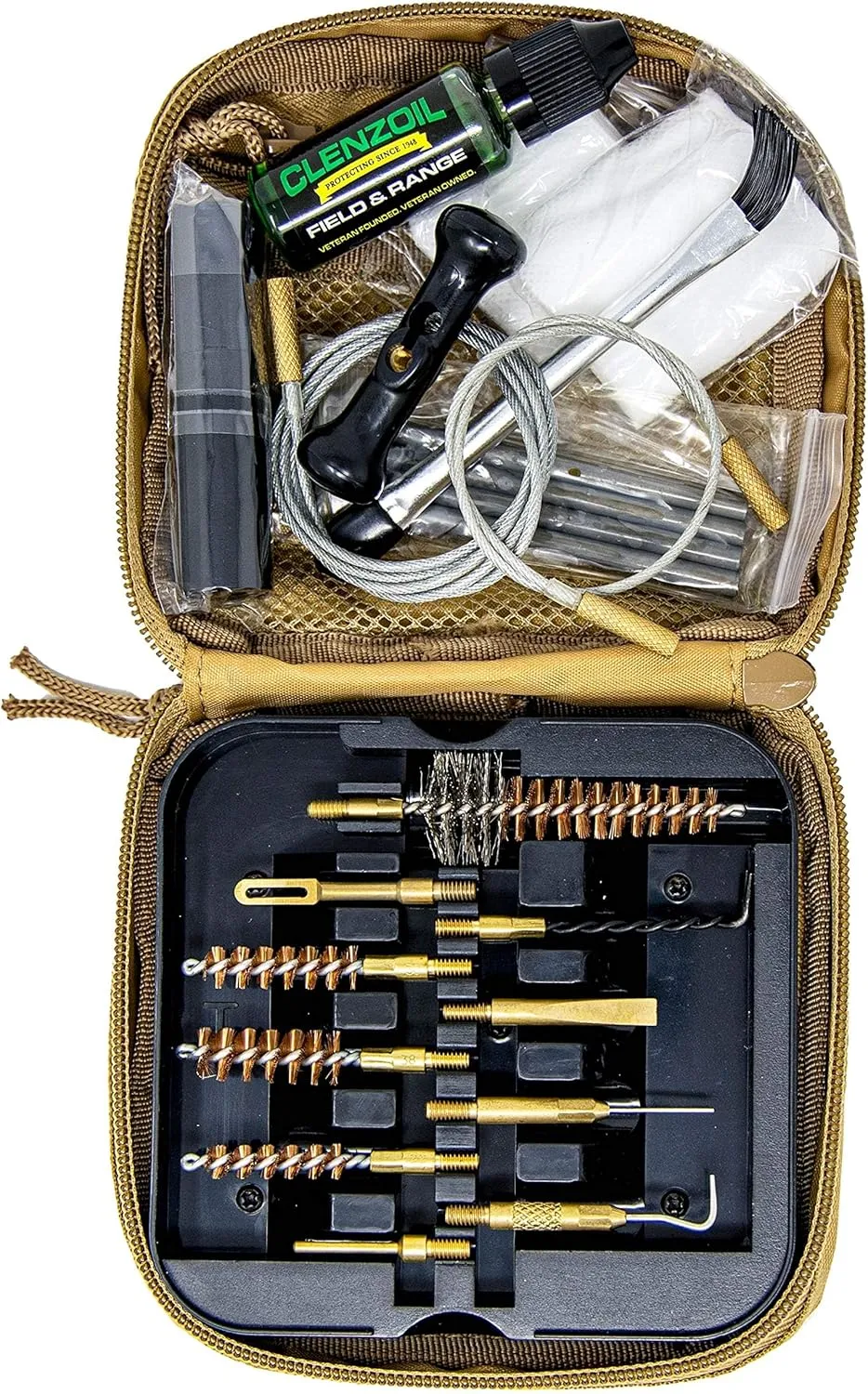Clenzoil Tactical Gun Cleaning Kit | .223, 5.56mm, 380, 9mm, 300, 7.62mm | Rifle & Pistol Kit | Includes CLP, Bore Brushes, Patches, Tools & More