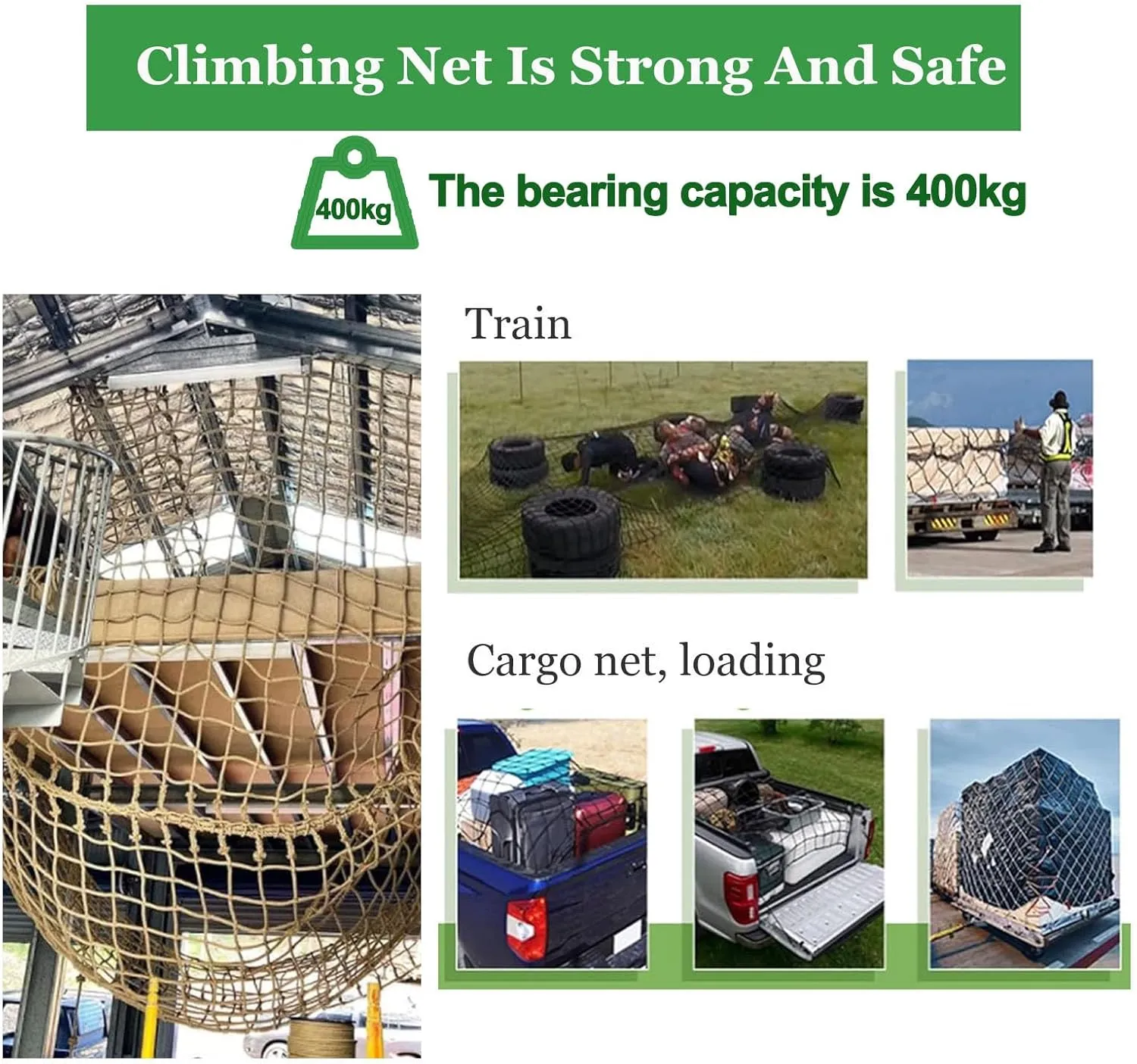 Climbing Cargo Net for Adults and Kids Outdoor Heavy Duty Climbing Net Rope Ladder Playground Safety Net for Treehouse Accessories Stair Balcony Railing Protection Net,3.3x3.3ft