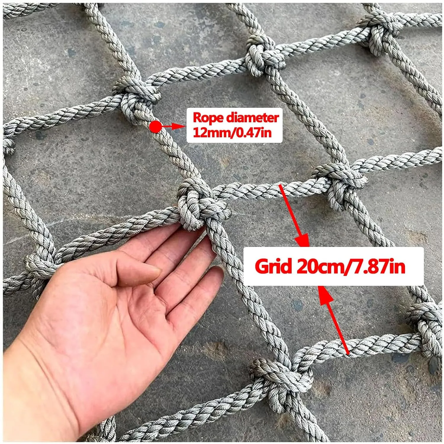 Climbing Cargo Net for Adults and Kids Outdoor Heavy Duty Climbing Net Rope Ladder Playground Safety Net for Treehouse Accessories Stair Balcony Railing Protection Net,3.3x3.3ft