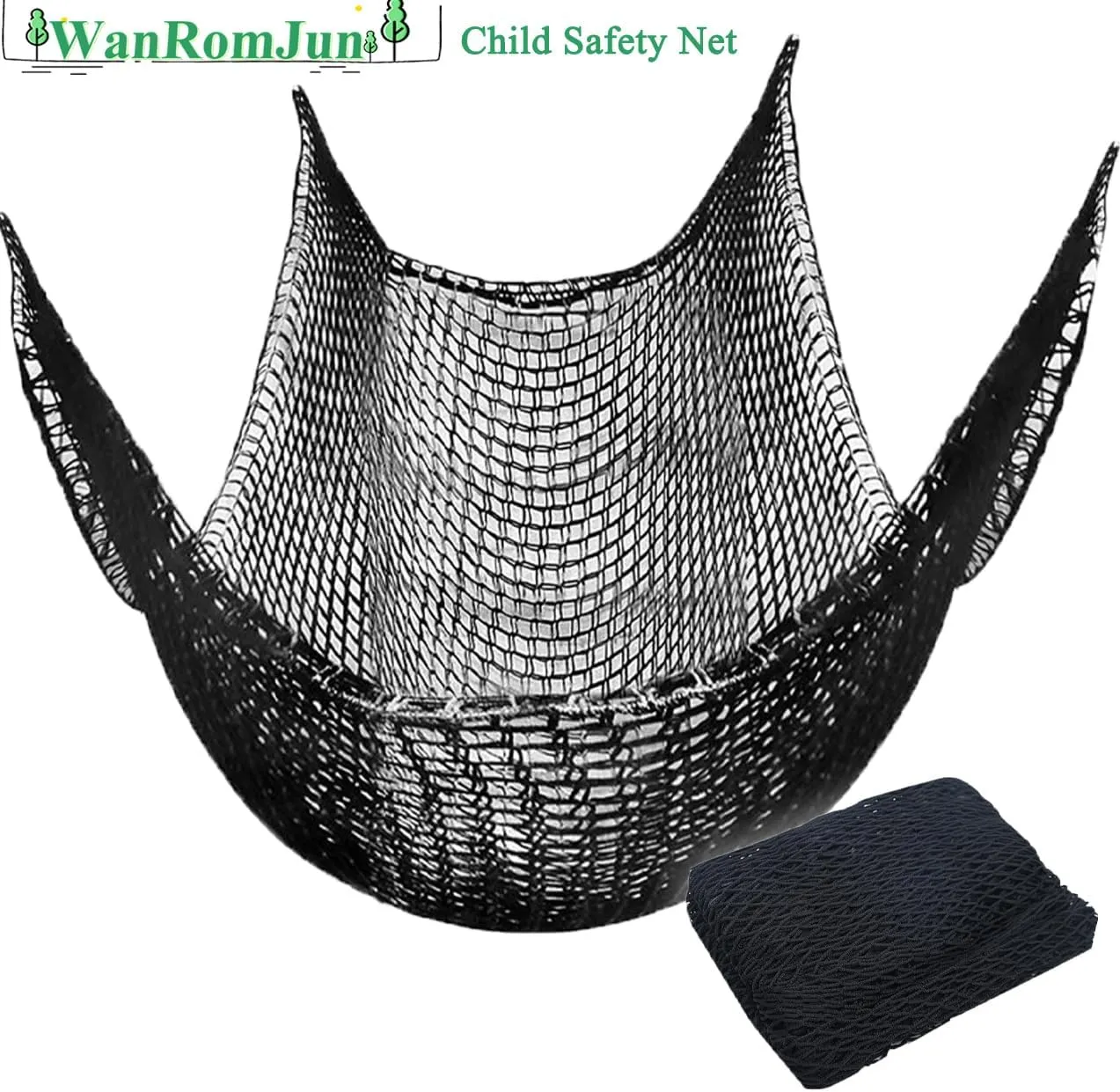 Climbing Cargo Net for Kids - Double Layers Heavy Duty Playground Safety Net, Outdoor Climbing Net for Treehouse Accessories, Backyard, Jungle Obstacle Training & Adventure(9.8x19.6ft),Black