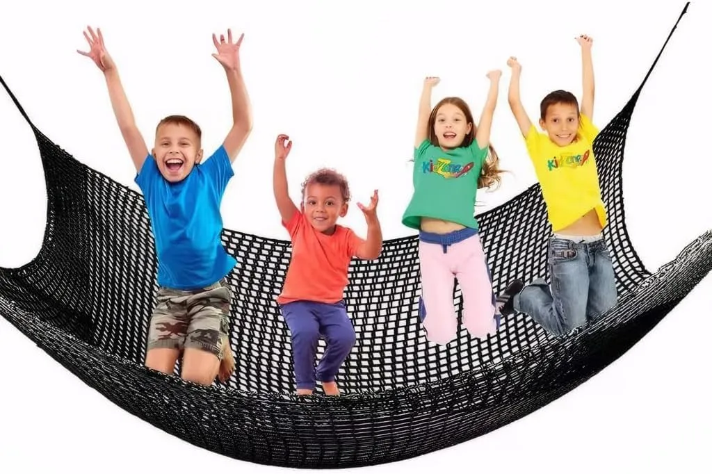 Climbing Cargo Net for Kids - Double Layers Heavy Duty Playground Safety Net, Outdoor Climbing Net for Treehouse Accessories, Backyard, Jungle Obstacle Training & Adventure(9.8x19.6ft),Black