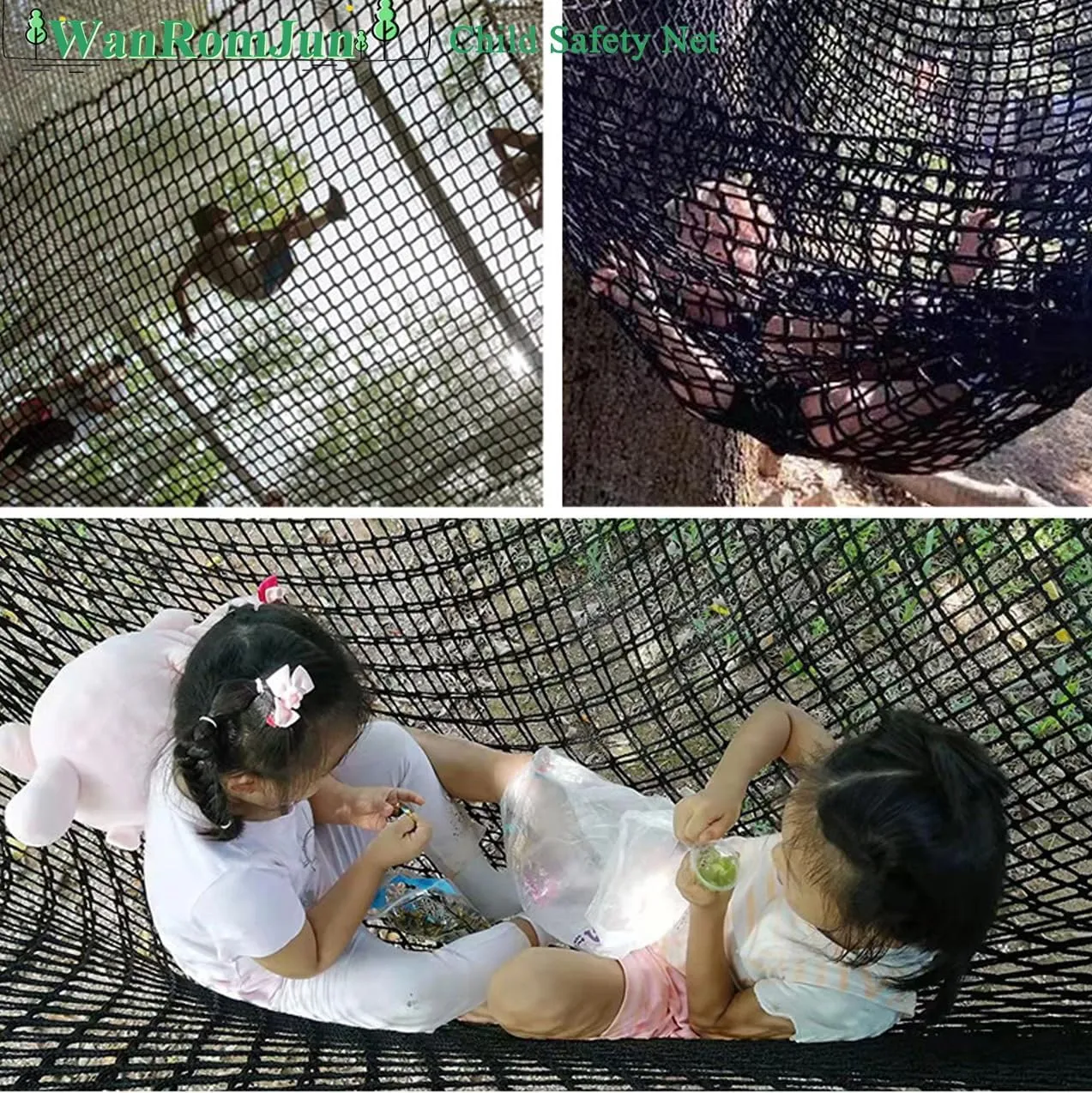 Climbing Cargo Net for Kids - Double Layers Heavy Duty Playground Safety Net, Outdoor Climbing Net for Treehouse Accessories, Backyard, Jungle Obstacle Training & Adventure(9.8x19.6ft),Black