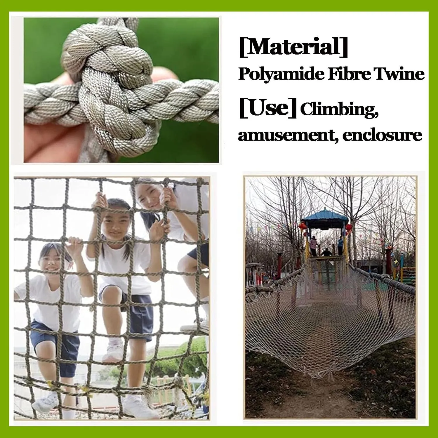Climbing Frame Net for Indoor/Outdoor Rope Thickness 0.39Inch Playground Safety Net Heavy Duty Cargo Rope Ladder Truck Trailer Fence Netting,6.6FTx9.8FT