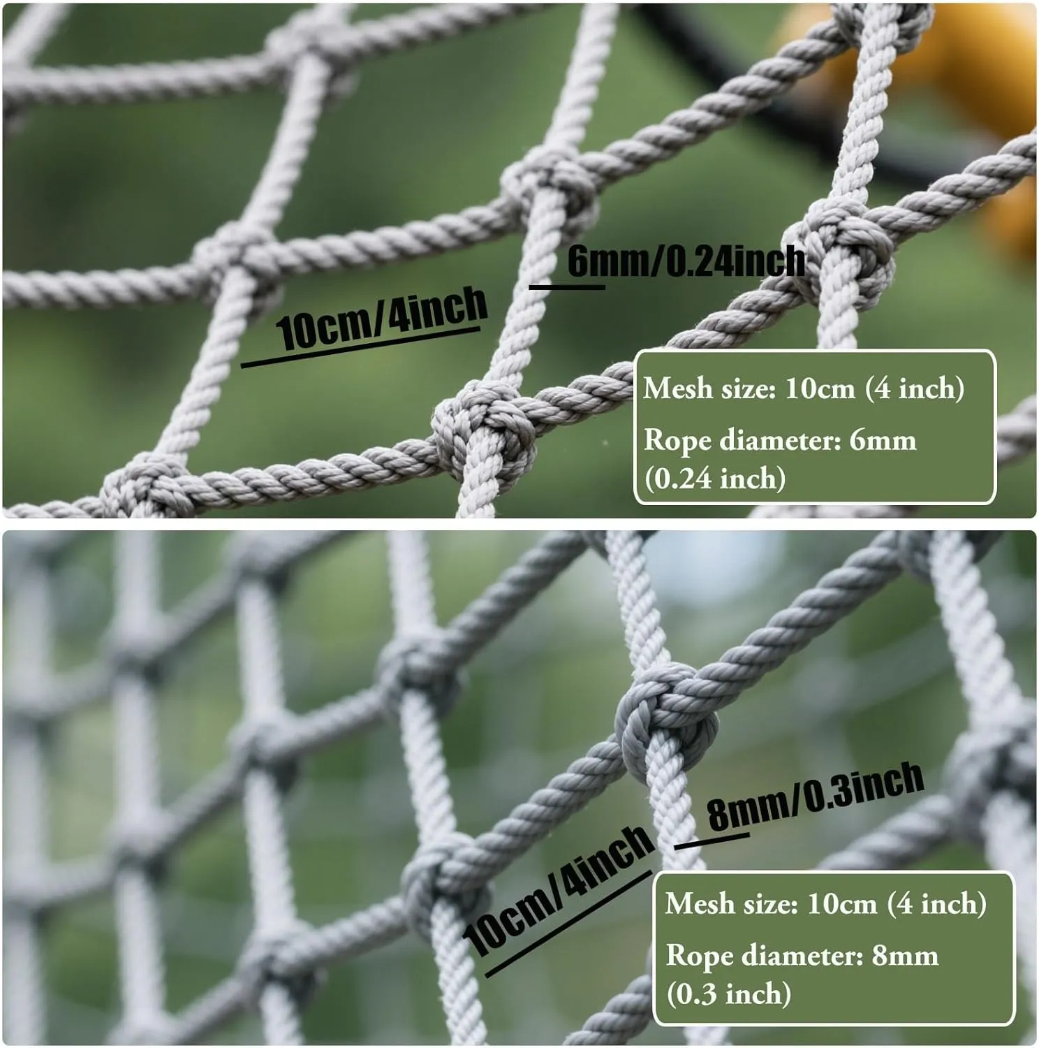 Climbing Frame Net for Outdoor Kids,Heavy Duty Climbing Net for Swing Set,Cargo Net,Playground Backyard Adventure Safety Net,Rope Ladder,100x100cm,10cm 6mm