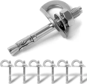 Climbing Holds Anchor Set - 6 PCS - Stainless Steel Bolt Hanger and Bolt Heavy Duty Climbing Holds Weight 2500KG for Indoor Outdoor Climb Train