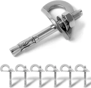 Climbing Holds Anchor Set - 6 PCS - Stainless Steel Bolt Hanger and Bolt Heavy Duty Climbing Holds Weight 2500KG for Indoor Outdoor Climb Train