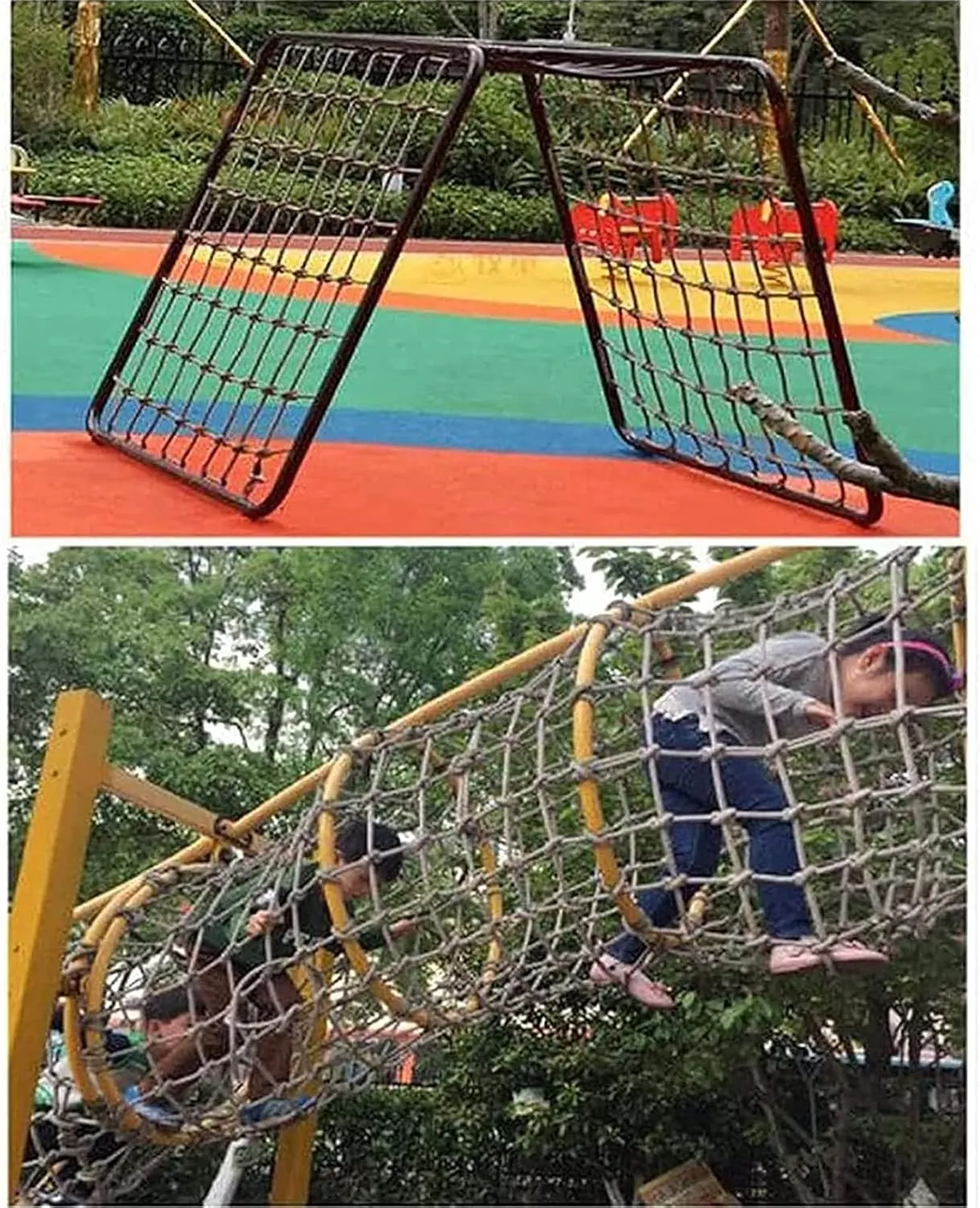 Climbing Net, Cargo Net, Rope Ladder Climbing Bridge for Outdoor, Tree House Backyard Playground Swing, Heavy Duty Cargo Net for Truck(Size:1 * 2m(3.3 * 6.6ft))