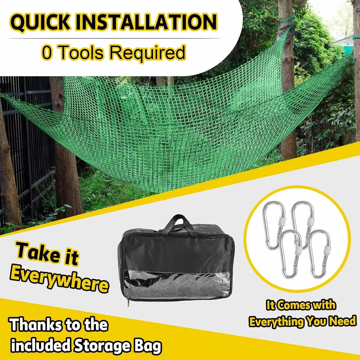Climbing Net for Kids - 14.8FT x 9.9FT Double Layers Heavy Duty Playground Safety Net, Climbing Cargo Net for Tree House Tree Fort, Back Yard, Jungle Gyms, Monkey Bar Security Mesh（Green）