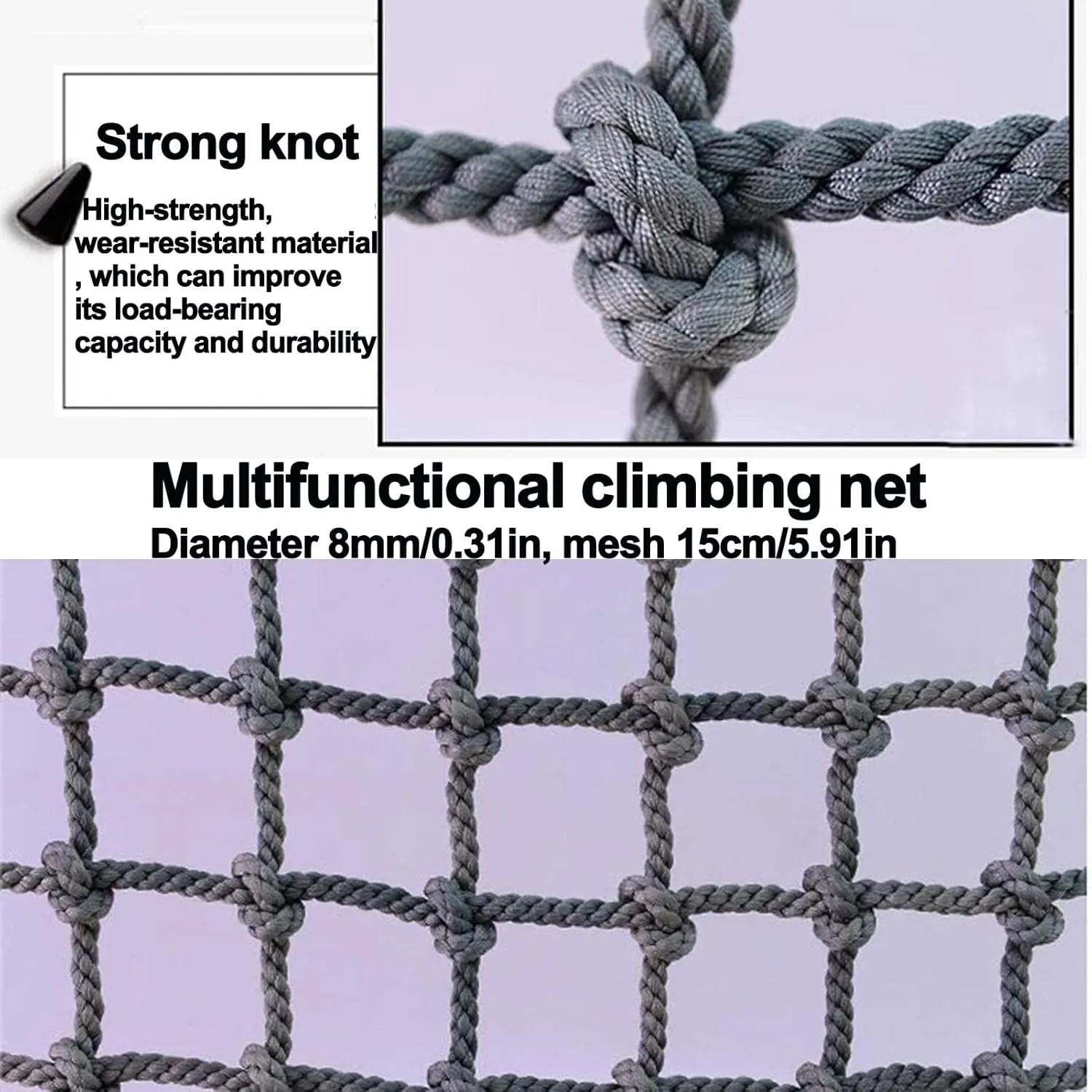 Climbing Net for Kids Playground Safety Netting Outdoor Truck Trailer Heavy Duty Rope Ladder Stair Balcony Railing Protection Net,5x5m(16.4x16.4ft)