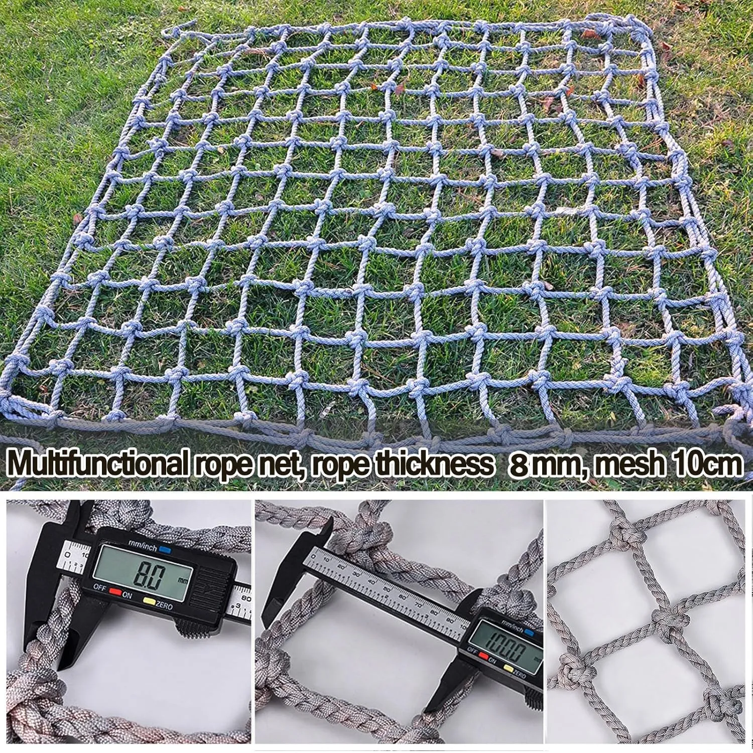 Climbing Net for Kids Playground Safety Netting Outdoor Truck Trailer Heavy Duty Rope Ladder Stair Balcony Railing Protection Net,5x5m(16.4x16.4ft)