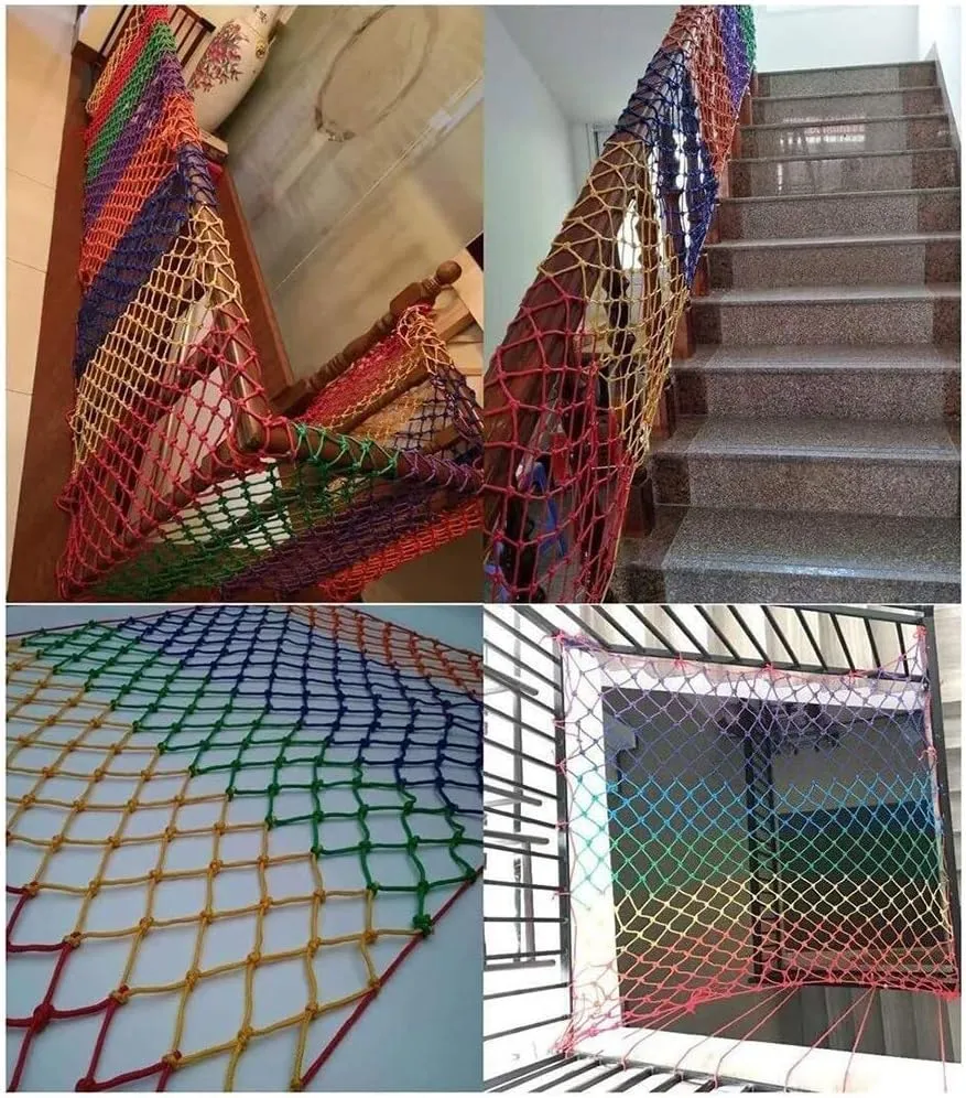 Climbing Net for Kids,Safety Nets Cargo Rope Ladder Truck Trailer Heavy Duty Netting Balcony Banister Stair Protection Fence Decor Mesh Nets Playground Indoor Outdoor(Size:2x2M(7X7FT))