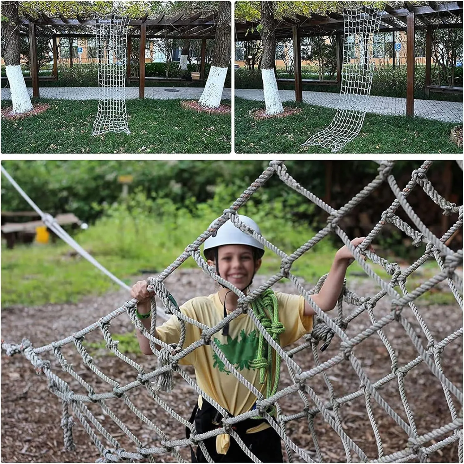 Climbing Net for Tree House Heavy Duty Climbing Cargo Net Outdoor Rope Safety Net Playground Net Cargo Rope Ladder Truck Trailer Fence Netting,1x6.5m(3.3x21.3ft)