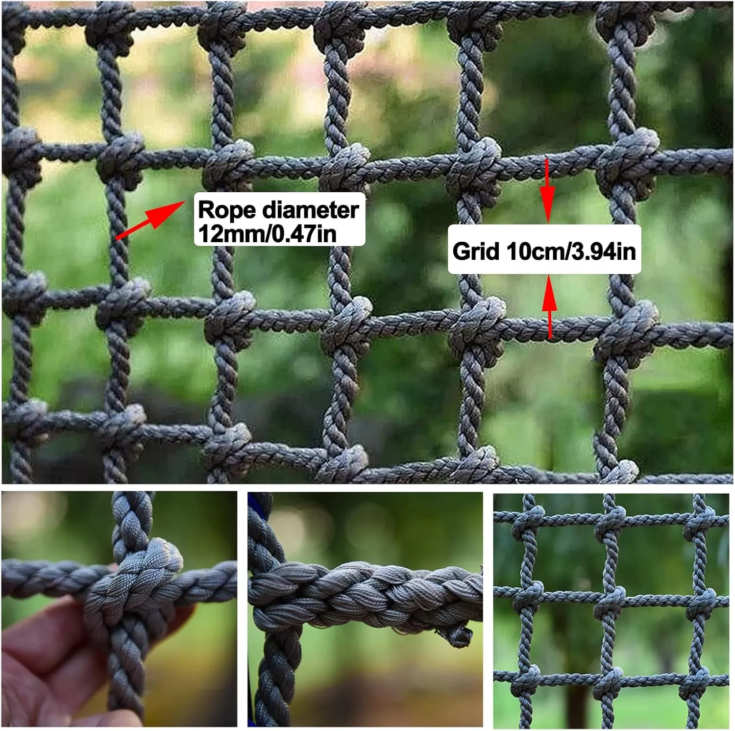 Climbing Net Kids Playground Play Safety Net Outdoor Heavy Duty Climbing Cargo Net Rope Ladder for Treehouse Stair Balcony Railing Protection Net,6.6x6.6ft
