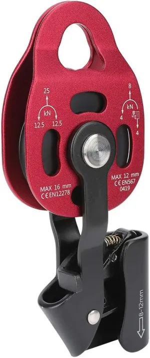 Climbing Pulley,4KN Aluminium Heavy Duty Single Swivel Rope Pulley Block for 8-12mm Rope Climbing Pulley