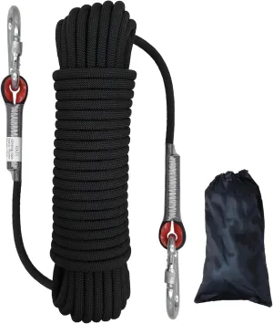 Climbing Rope, 10mm Static Rock Climbing Cord, High Strength Rope, Safety Rope for Escape, Fire Rescue, Dock Anchor, Ice Climbing (Black, 64ft)