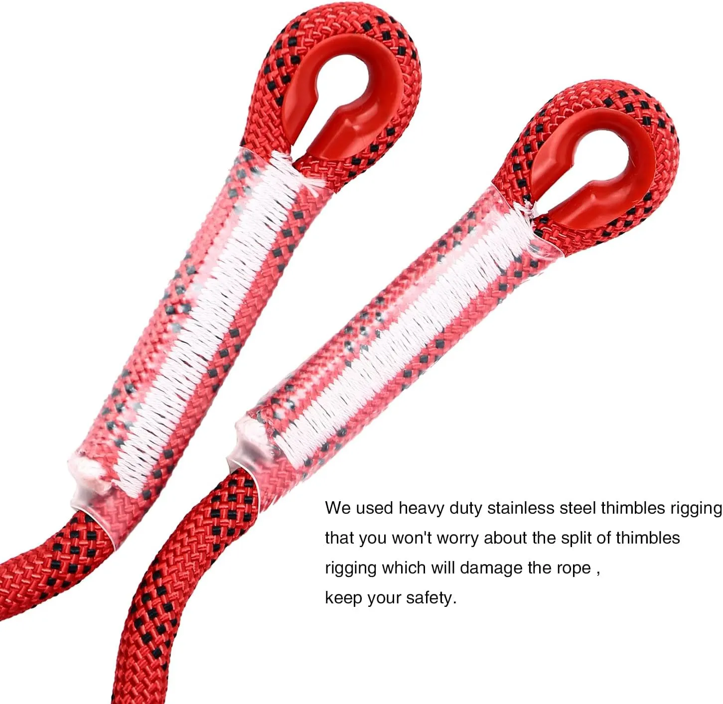 Climbing Rope 8mm 32Ft (10m) Static Climbing Rope Outdoor Rock Climbing Rope Braided Polyester Static Rock Climbing Rope High Strength Outdoor Rope for Rappelling Rescue Rope Red