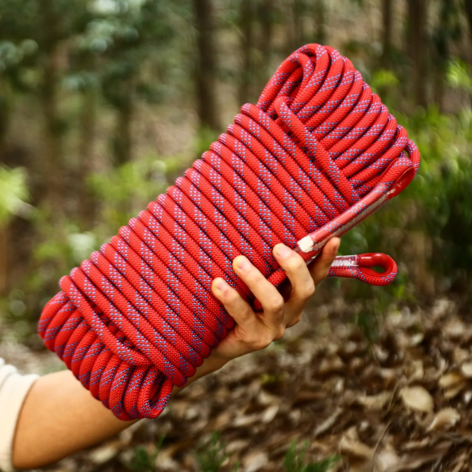 Climbing Rope 8mm 32Ft (10m) Static Climbing Rope Outdoor Rock Climbing Rope Braided Polyester Static Rock Climbing Rope High Strength Outdoor Rope for Rappelling Rescue Rope Red