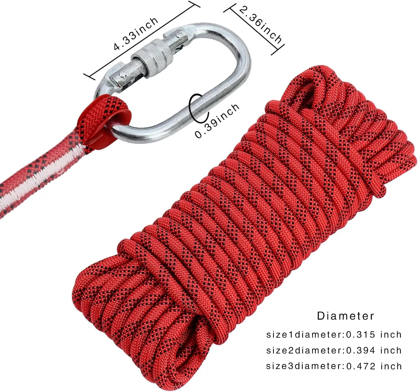 Climbing Rope 8mm 32Ft (10m) Static Climbing Rope Outdoor Rock Climbing Rope Braided Polyester Static Rock Climbing Rope High Strength Outdoor Rope for Rappelling Rescue Rope Red