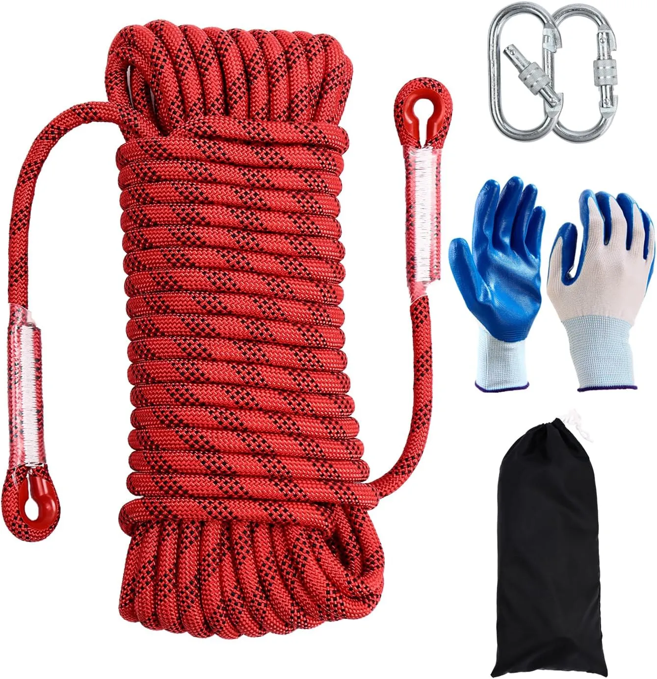 Climbing Rope 8mm 32Ft (10m) Static Climbing Rope Outdoor Rock Climbing Rope Braided Polyester Static Rock Climbing Rope High Strength Outdoor Rope for Rappelling Rescue Rope Red