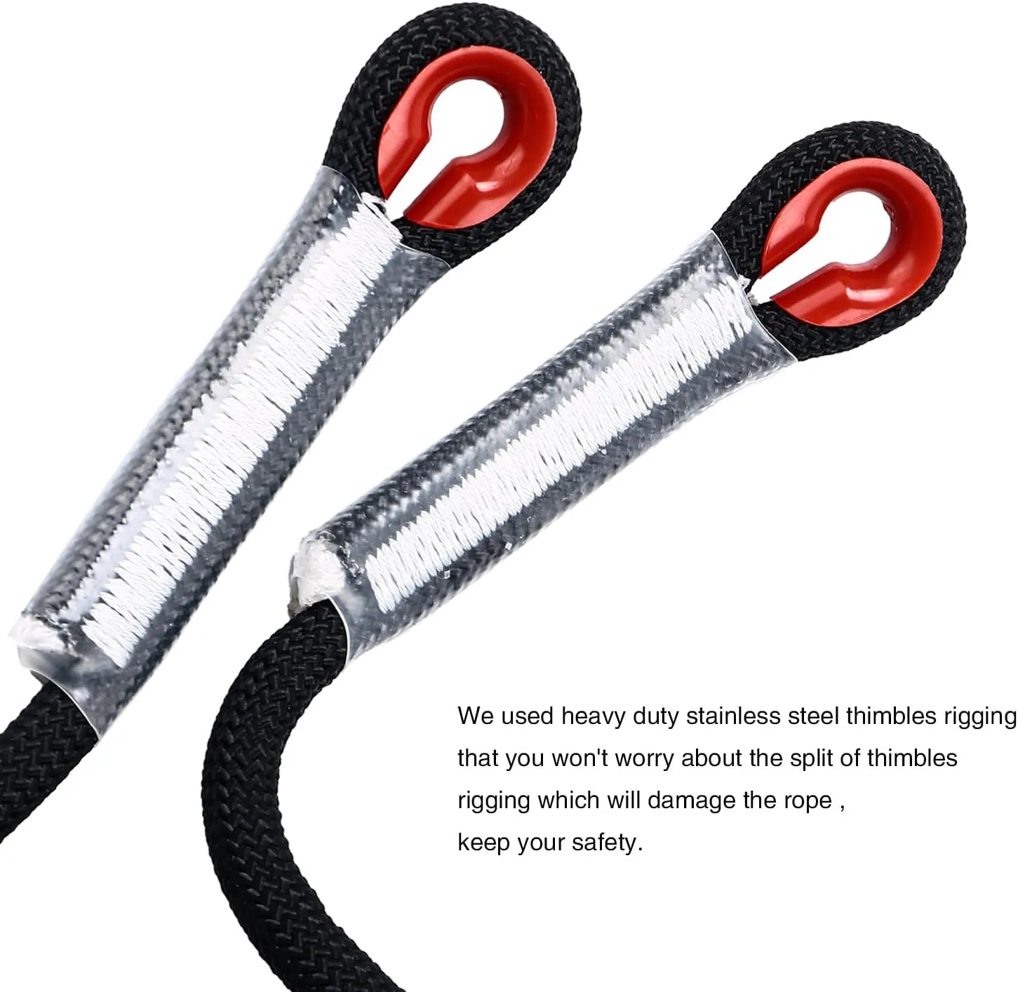 Climbing Rope 8mm 65Ft (20m) Static Climbing Rope Outdoor Rock Climbing Rope Braided Polyester Static Rock Climbing Rope High Strength Outdoor Rope for Rappelling Rescue Rope Black