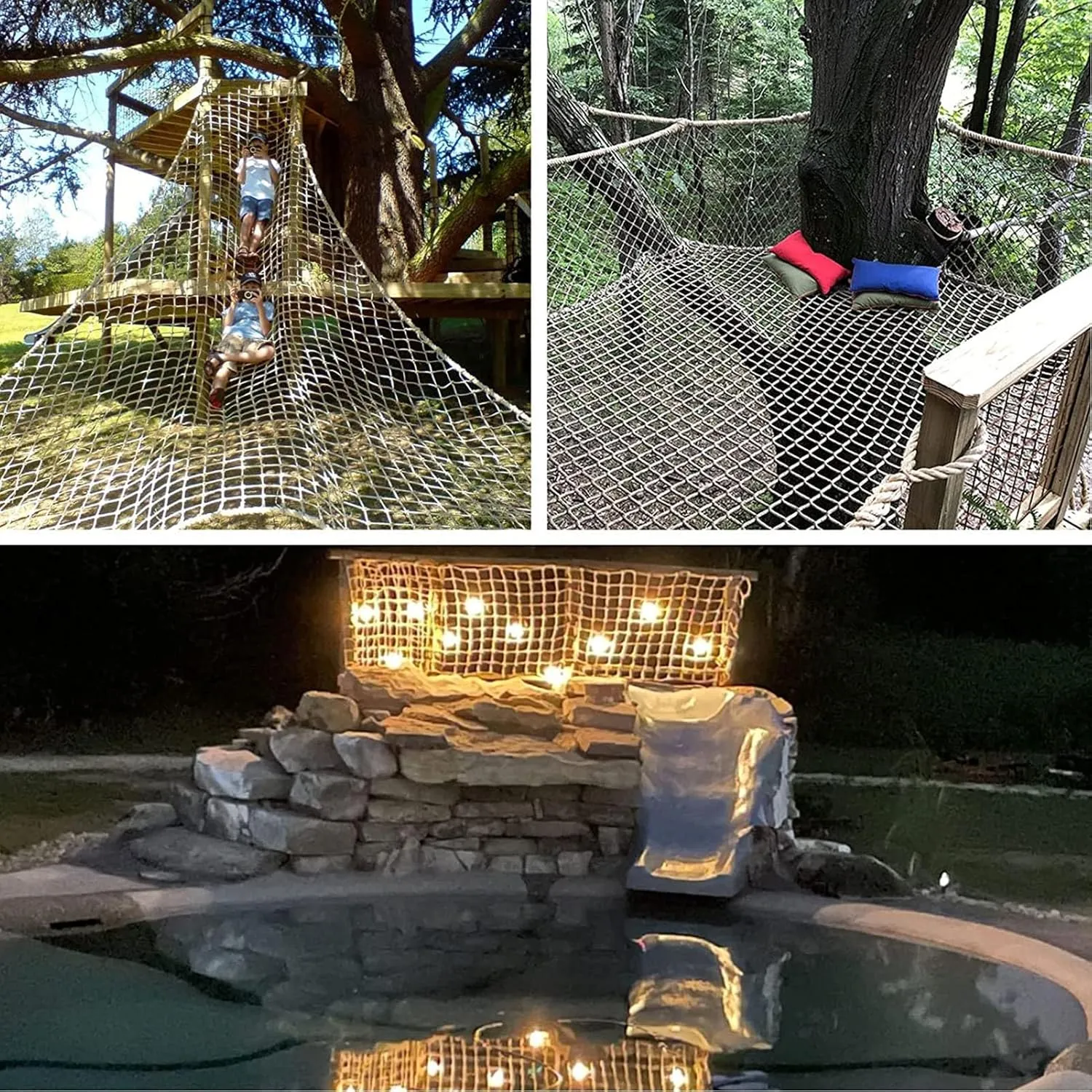Climbing Rope Net, Climbing Net for Playground Tree House, Giant Heavy Duty Cargo Mesh Rope, Climbing Net for Outdoor Playing(Size:1 * 2m(3.3 * 6.6ft))