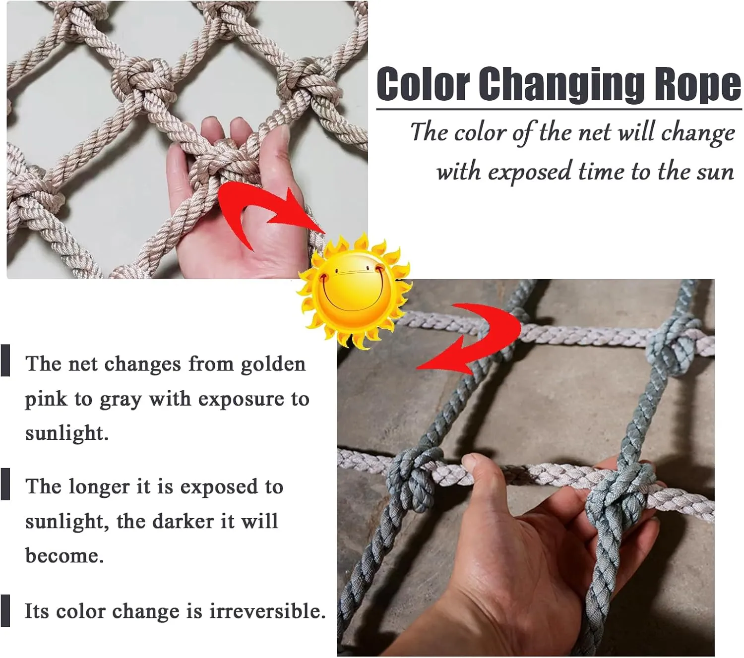 Climbing Rope Net,Safety Nets Rope Playground Play Heavy Duty Cargo Netting Outdoor Swing Set Swingset Ladder Decor(Size:156x195 Inch)