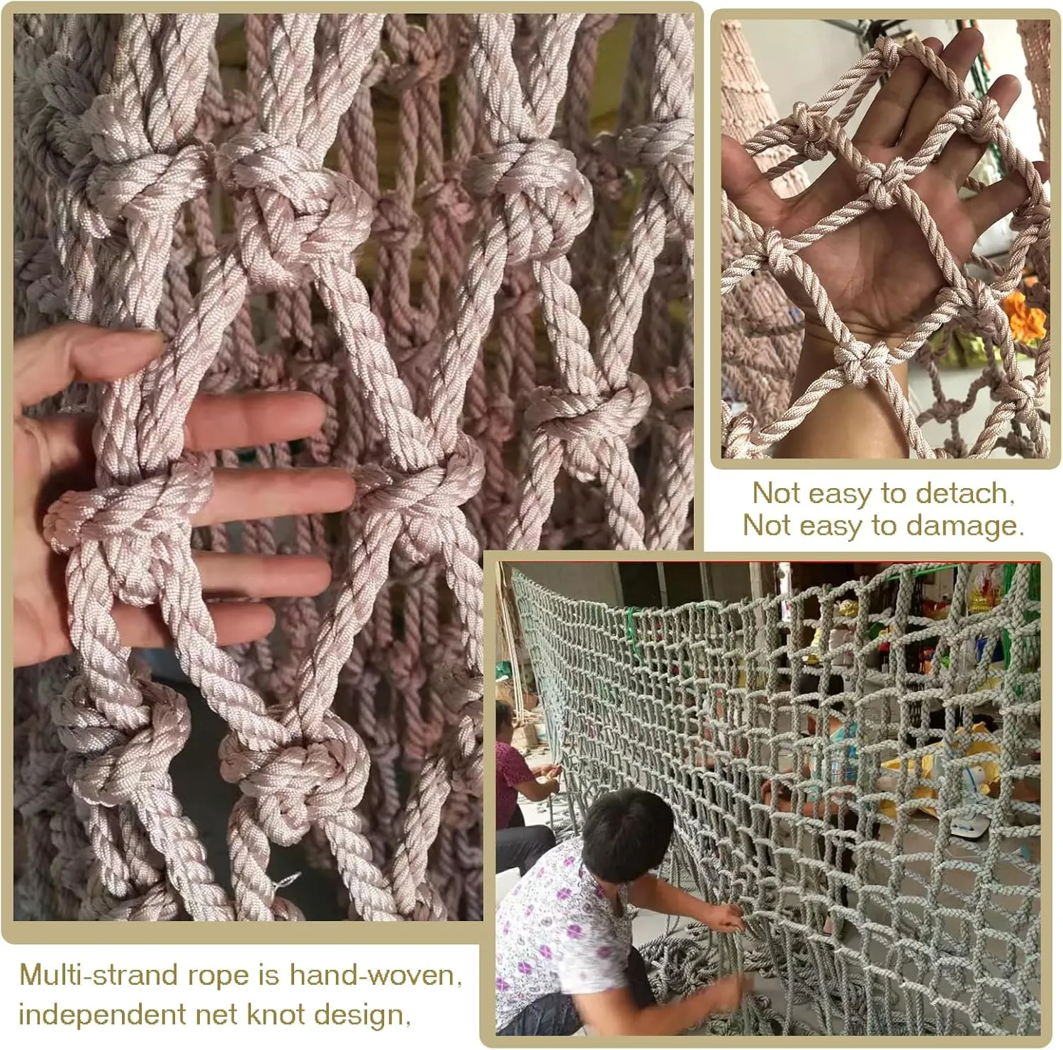 Climbing Rope Net,Safety Nets Rope Playground Play Heavy Duty Cargo Netting Outdoor Swing Set Swingset Ladder Decor(Size:156x195 Inch)