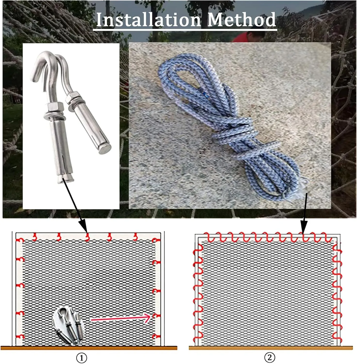 Climbing Rope Net,Safety Nets Rope Playground Play Heavy Duty Cargo Netting Outdoor Swing Set Swingset Ladder Decor(Size:156x195 Inch)