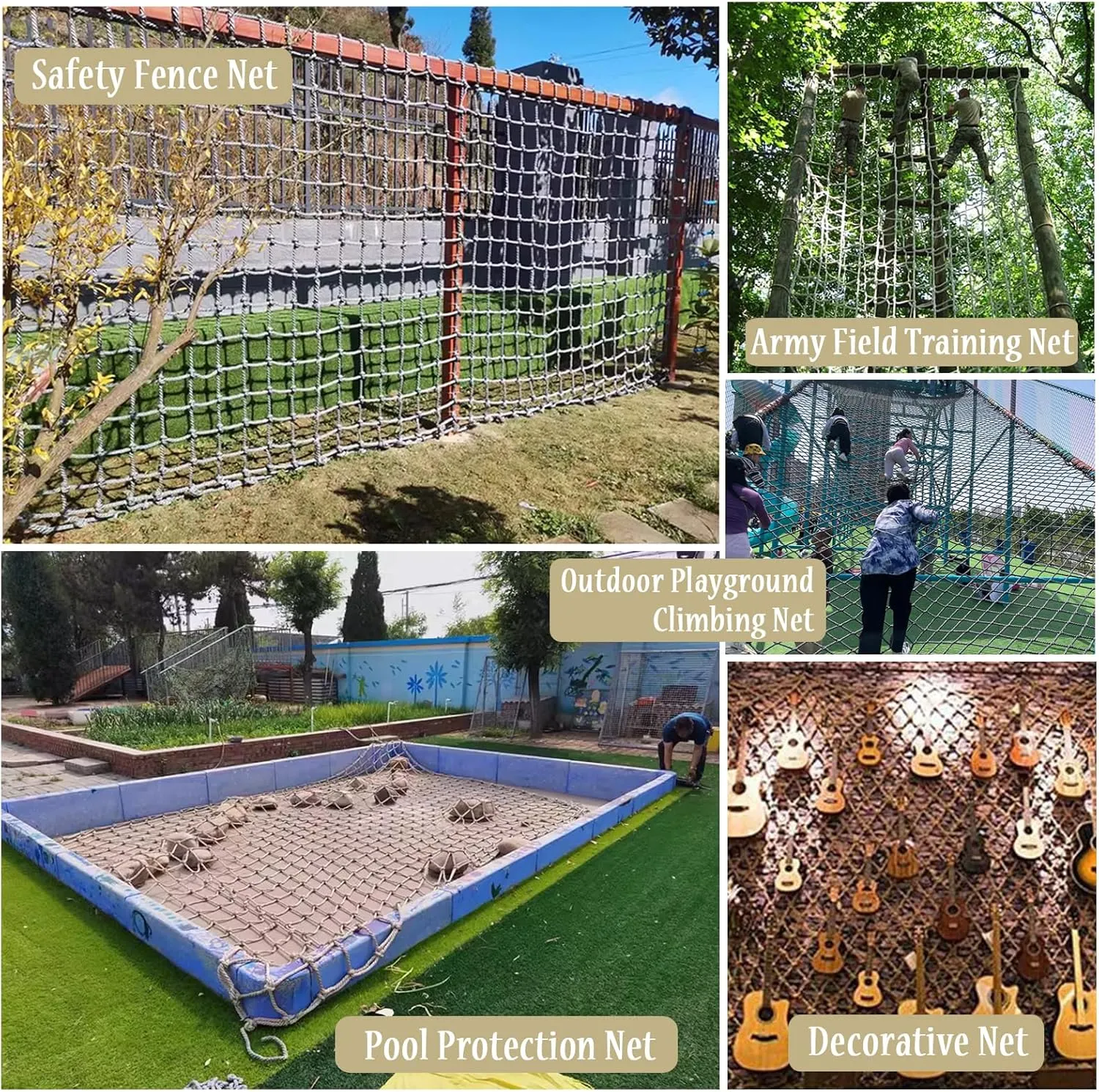 Climbing Rope Net,Safety Nets Rope Playground Play Heavy Duty Cargo Netting Outdoor Swing Set Swingset Ladder Decor(Size:156x195 Inch)