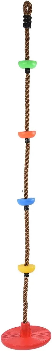Climbing Rope Tree Swing for Kids, Climbing Rope with Platforms and Disc Swing Seat Treehouse and Outdoor Playground Accessories Heavy Duty Disc Swing Seat for Backyard Playground