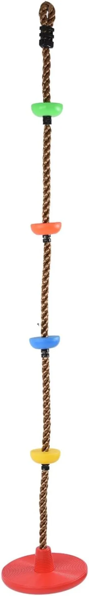 Climbing Rope Tree Swing for Kids, Climbing Rope with Platforms and Disc Swing Seat Treehouse and Outdoor Playground Accessories Heavy Duty Disc Swing Seat for Backyard Playground
