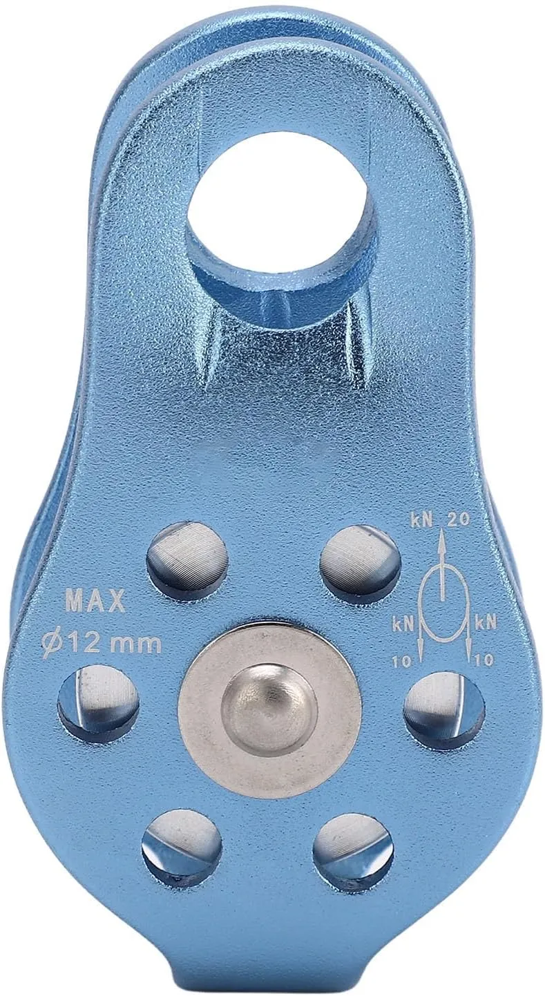 Climbing Single Pulley, Climbing Single Pulley Rock Climbing Pulley Al Mg Alloy Fixed Eye Single Rope Pulley for Mountaineering Rappelling Rescue Light Blue