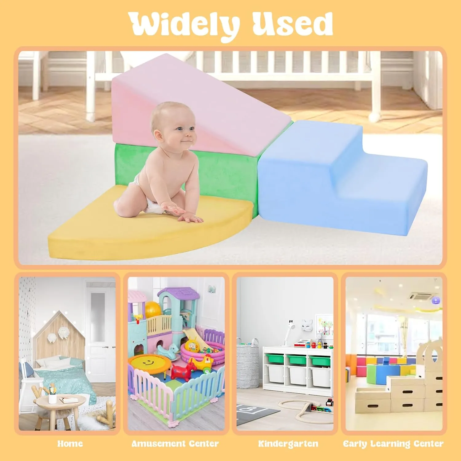 Climbing Toys for Toddlers 1-3 Inside, Baby Foam Climbing Blocks for Toddlers, 4-Piece Soft Play Climbing Blocks, Indoor Climb Crawl Activity Play Set, Birthday Gift