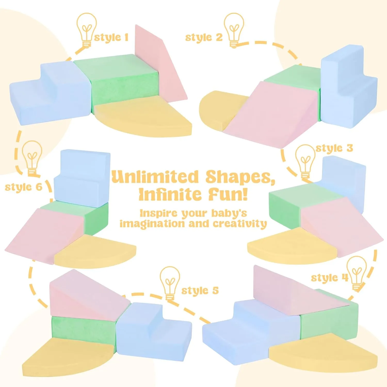 Climbing Toys for Toddlers 1-3 Inside, Baby Foam Climbing Blocks for Toddlers, 4-Piece Soft Play Climbing Blocks, Indoor Climb Crawl Activity Play Set, Birthday Gift