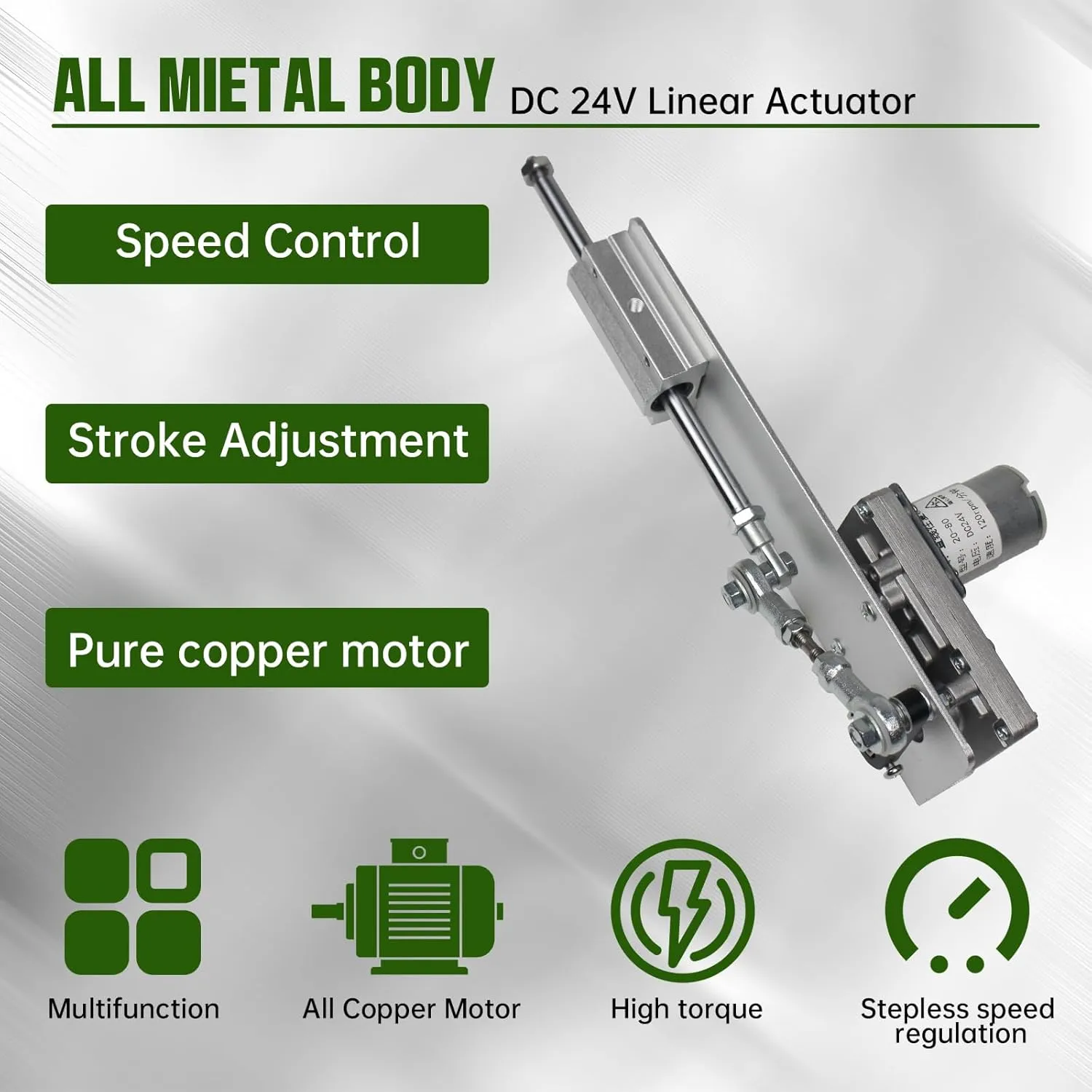 CNCTOPBAOS DC24V Reciprocating Linear Actuator Stroke 2-8CM 3 Inch,Adjustable Telescopic Rocker Arm Mechanism Gear Motor Speed Regulation Adapter 120RPM 0.78"-3.14"
