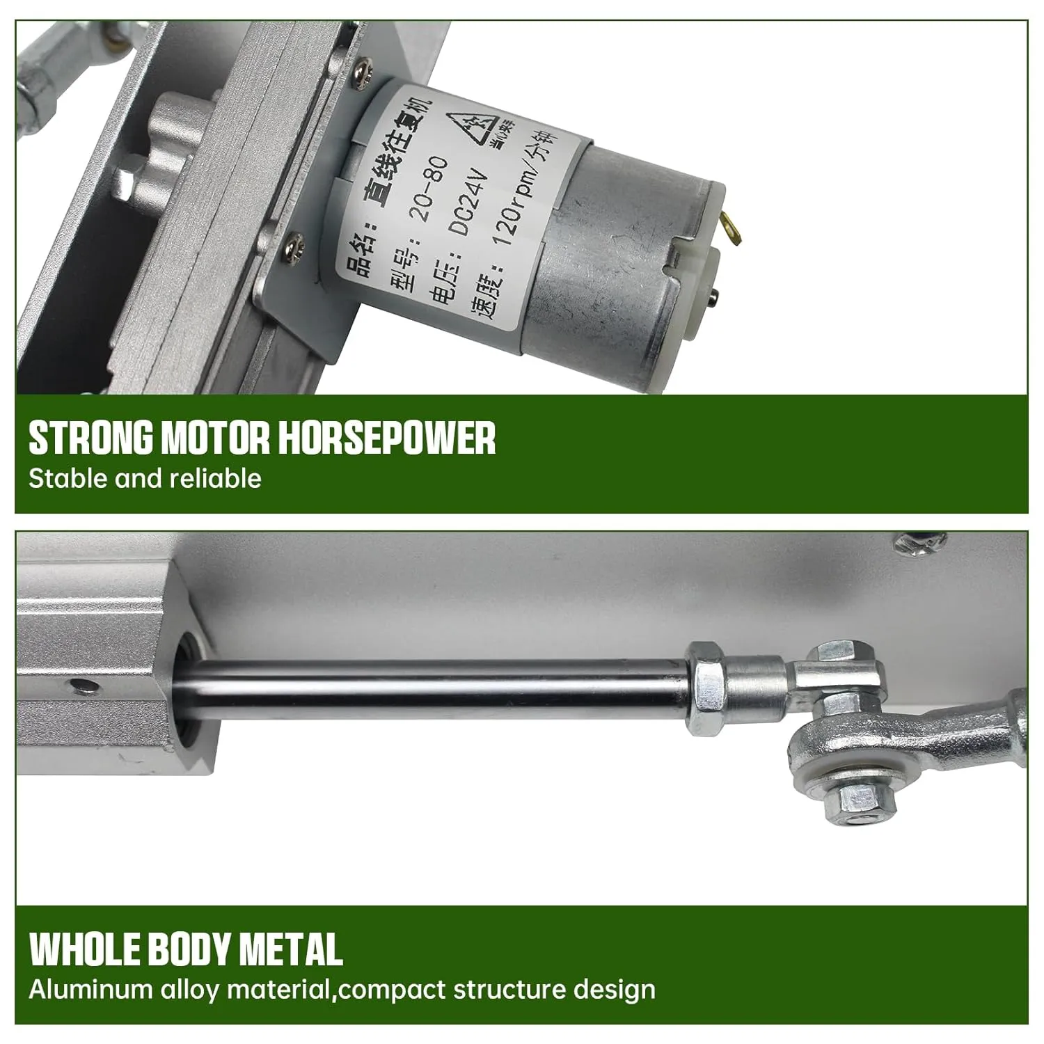 CNCTOPBAOS DC24V Reciprocating Linear Actuator Stroke 2-8CM 3 Inch,Adjustable Telescopic Rocker Arm Mechanism Gear Motor Speed Regulation Adapter 120RPM 0.78"-3.14"