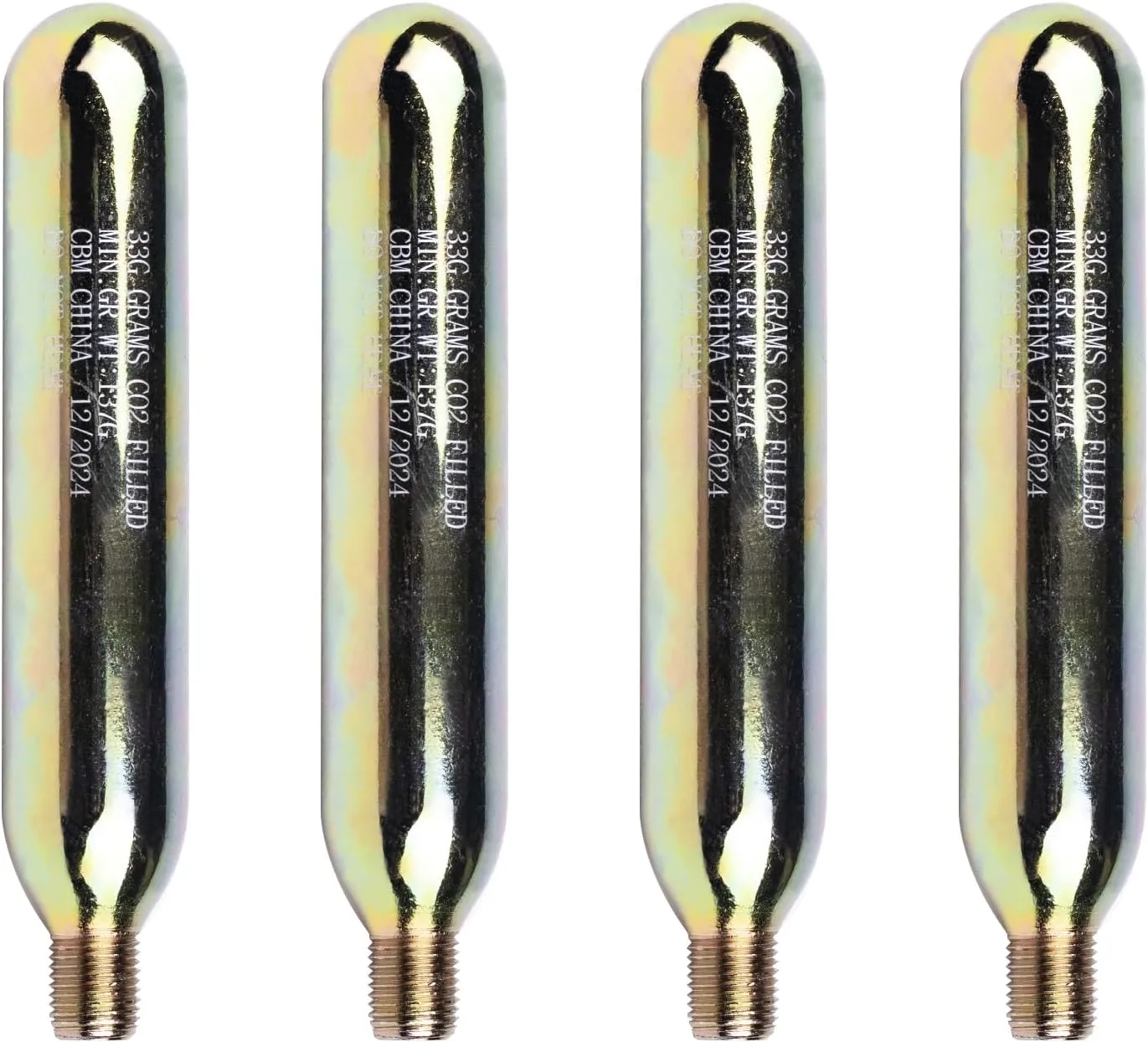 CO2 Rearming Cylinder for Auto Manual Version of Inflatable Jackets Life Vests Waist Belt Personal Flotation Device PFD-Rearming Accessories 1/2-inch Replacement 33 Gram Thread CO2 Cartridges 4 PCS
