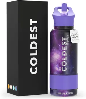 Coldest Insulated Water Bottle with Straw Lid - Stainless Steel Metal Thermos for Men & Women (Astro Purple, 32 oz)