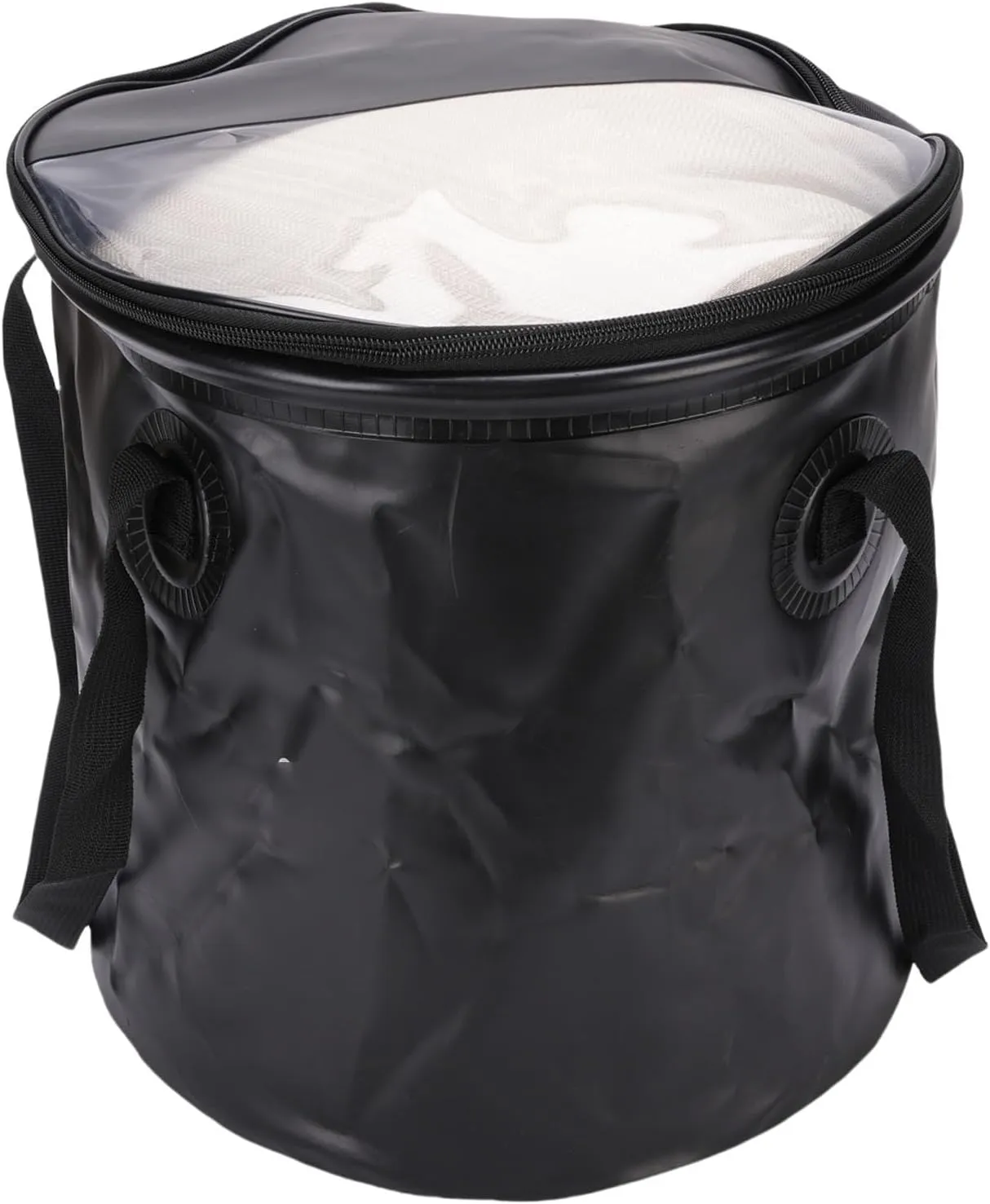 Collapsible Bucket Water Container, 20L Lightweight Folding Camp Wash Basin with Handle and Visual Cover Portable Outdoor Storage Bag for Fishing Hiking Backpacking Gardening